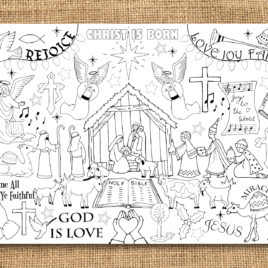 nativity colouring in poster