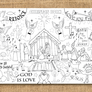 nativity colouring in poster